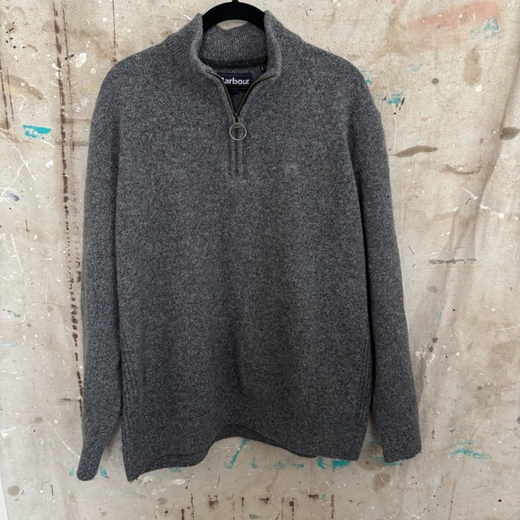 Barbour Essential Wool Blend Sweater Quarter Zip Up - Picture 1 of 5